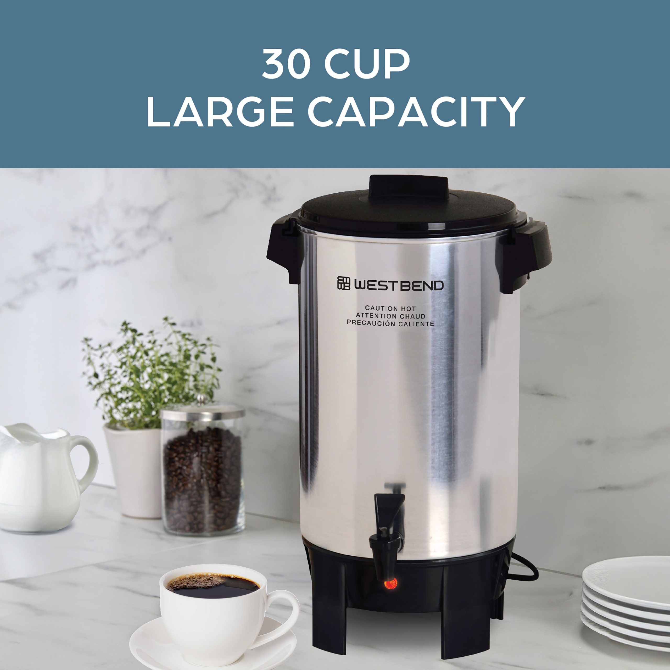 West Bend Large Capacity Coffee Urn, Commercial 30-Cup Coffee Maker - Image 3