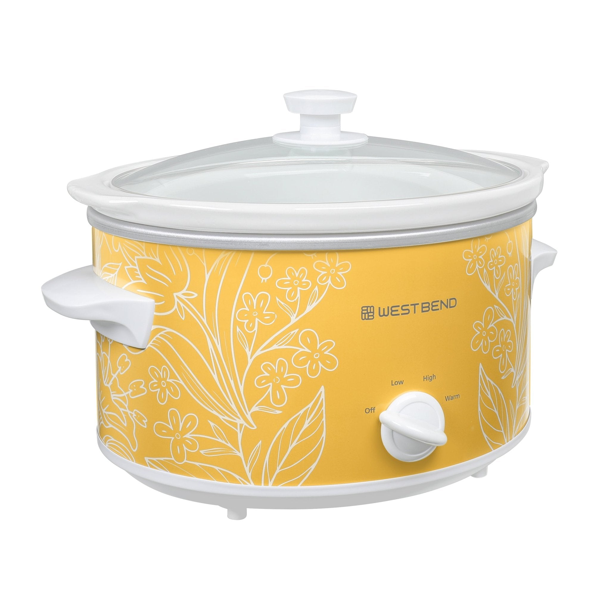 West Bend Pattern Slow Cooker, 4 Qt. Capacity in Yellow and White