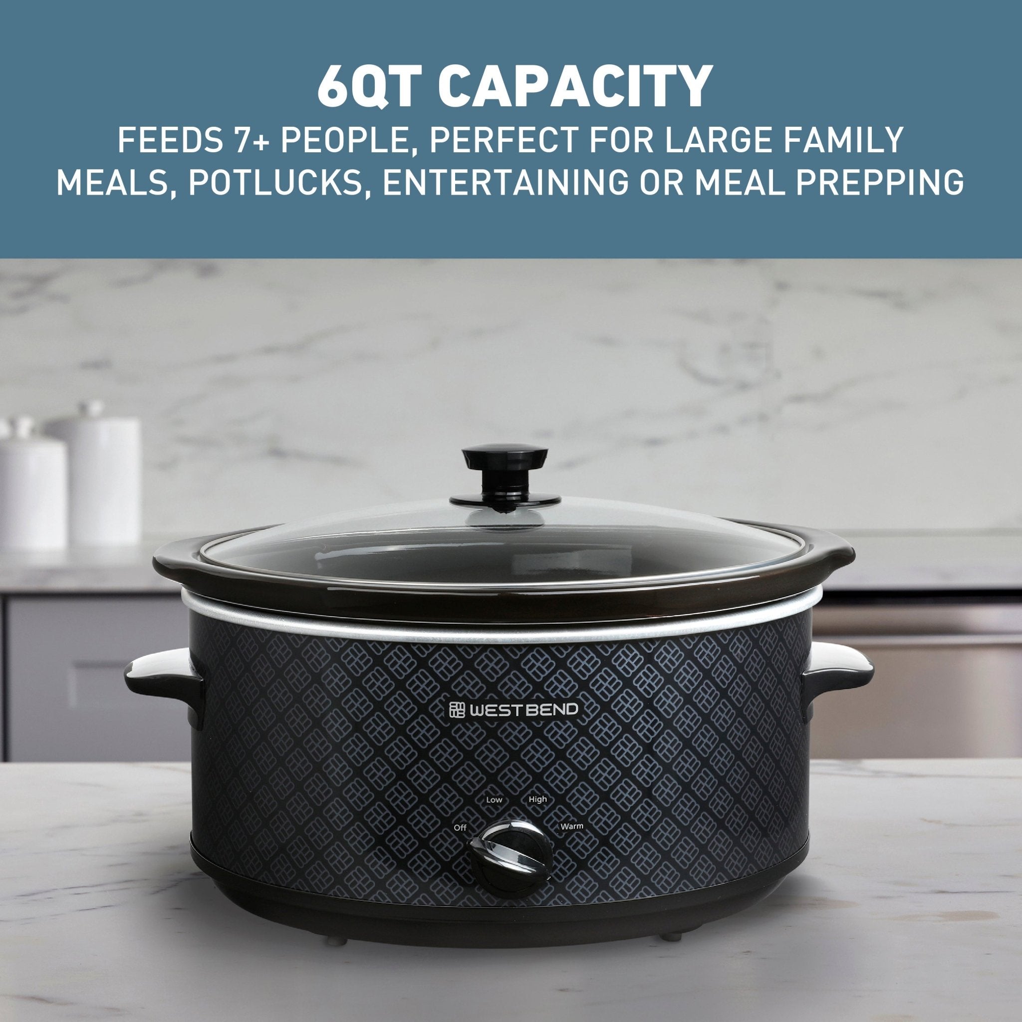 West Bend Pattern Slow Cooker, 6 Qt. Capacity - Image 3